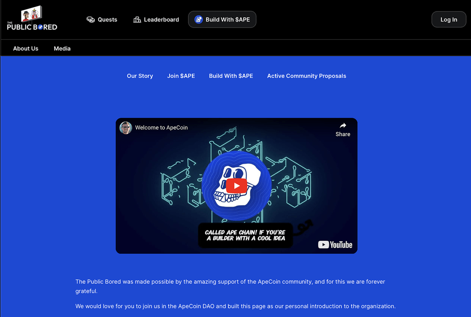 Build with $APE Page Image